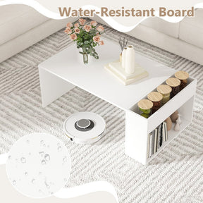 Coffee Table w/ Double-Layer Storage Space Modern Center Table for Living Room