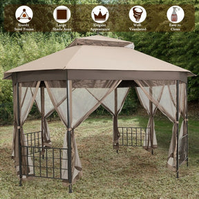 10 x 12 FT Outdoor Patio Heavy Duty Octagonal Gazebo Canopy Shelter with Mosquito Netting and Double Roof