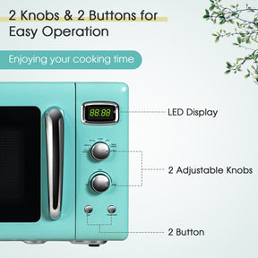 0.9 Cu.ft Retro Countertop Compact Microwave Oven with Automatic Reminders