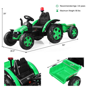 12V 2-in-1 Electric Kids Ride on Car Tractor with Remote Control LED Light Horn