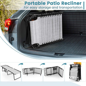 Patio Folding Chaise Lounge with 4-Level Backrest & Detachable Headrest Outdoor（70cm）