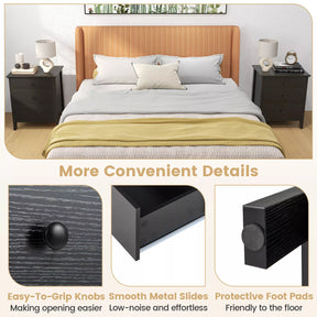 Giantex 3-Drawer Nightstand Wooden Bedside Table Modern Side End Table Chest of Drawers