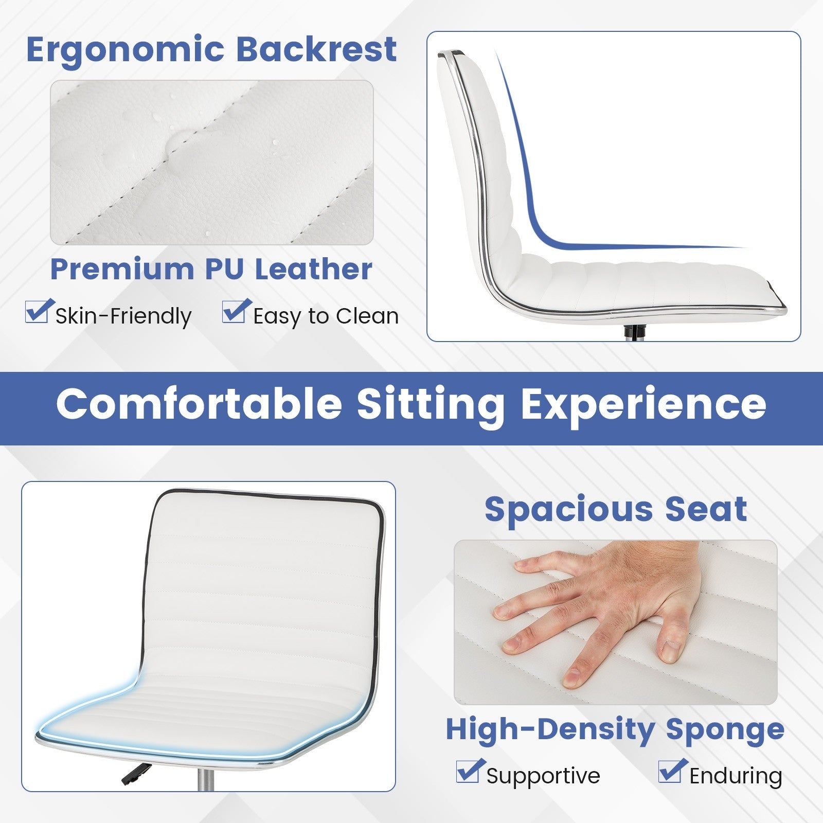 Task Chair Adjustable Office Chair w/ Swivel Seat Upholstered Computer Desk