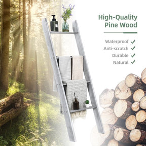 4-Tier Wooden Wall Leaning Ladder Shelf