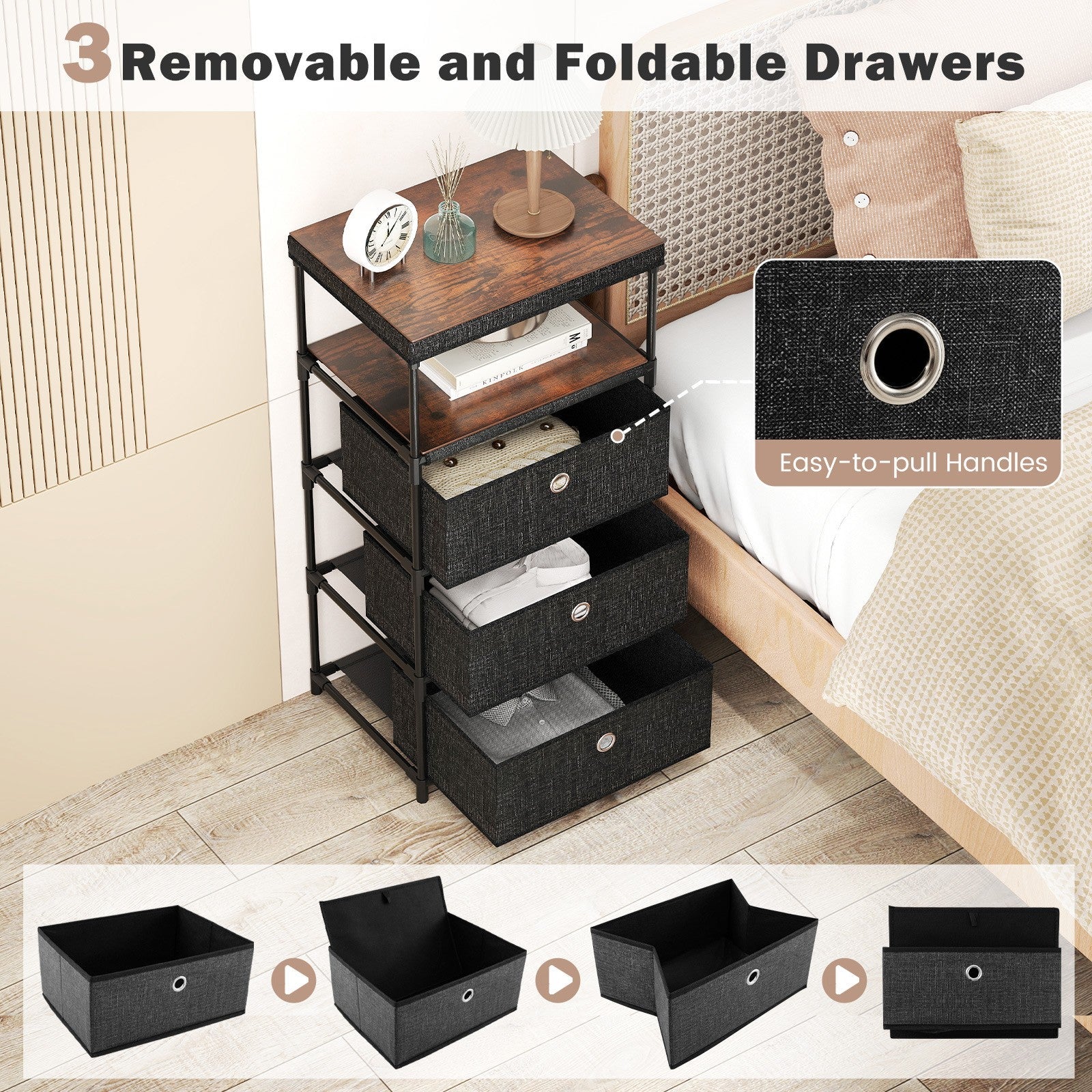 Narrow Dresser with 5 Drawers Slim Storage Tower Space-Saving Chest of Drawers