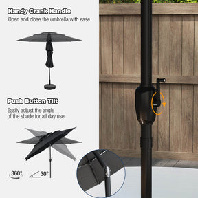 3 m 3-tier Vented Patio Umbrella Outdoor Heavy Duty Sun Shade w/Push Button Tilt