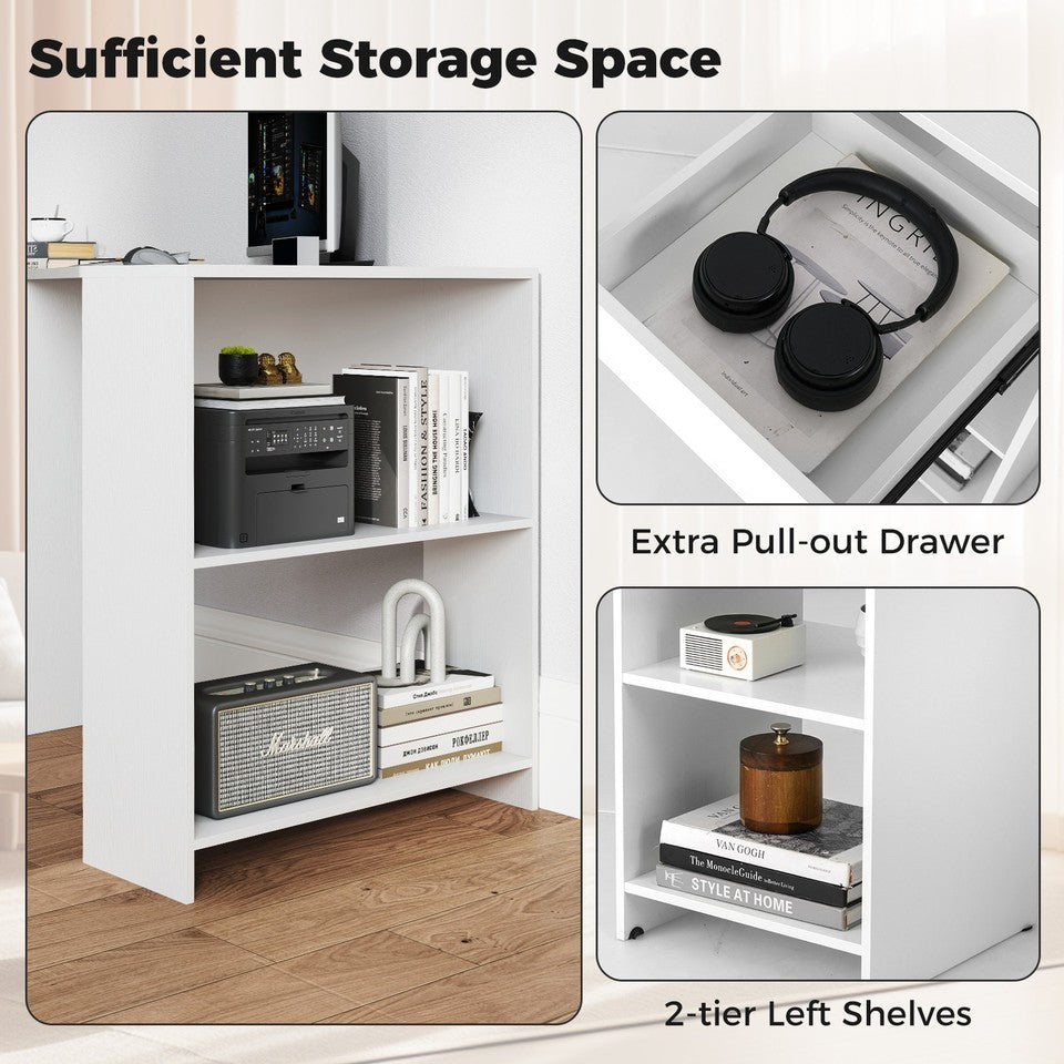 L-Shaped Computer Desk w/ Storage Compact Corner Executive Desk Writing Desk
