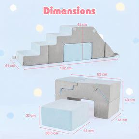 4-in-1 Foam Climbing Blocks, Toddler Indoor Climb & Crawl Soft Play Set with Slide