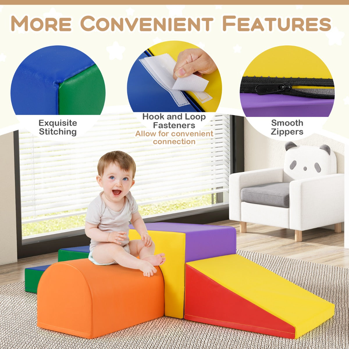 4-Piece Climb and Crawl Foam Block Play Set for Infant Baby