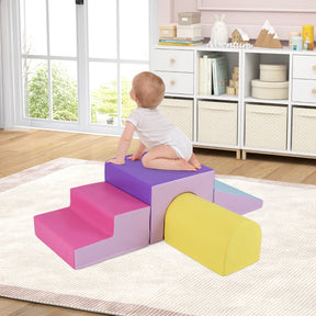 4-Piece Climb and Crawl Foam Block Play Set for Infant Baby