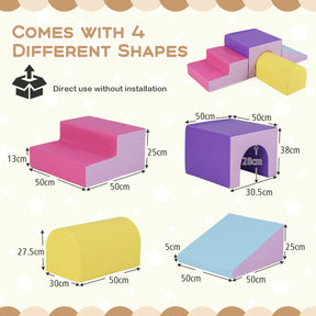 4-Piece Climb and Crawl Foam Block Play Set for Infant Baby