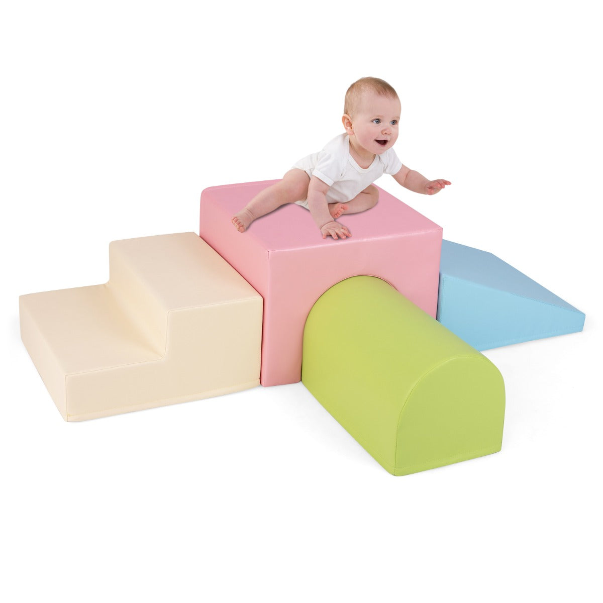4-Piece Climb and Crawl Foam Block Play Set for Infant Baby