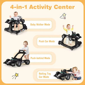 Hikidspace 4-in-1 Baby Walker, Foldable Activity Car Baby Walker