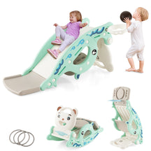 4-in-1 Kids Slide Rocking Toy Toddler Slide with Rocking Horse and Basketball Hoop