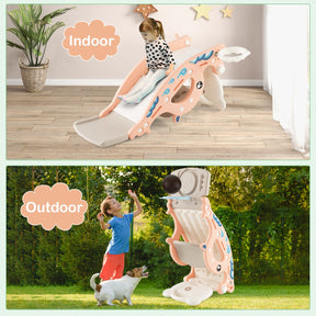 4-in-1 Kids Slide Rocking Toy Toddler Slide with Rocking Horse and Basketball Hoop