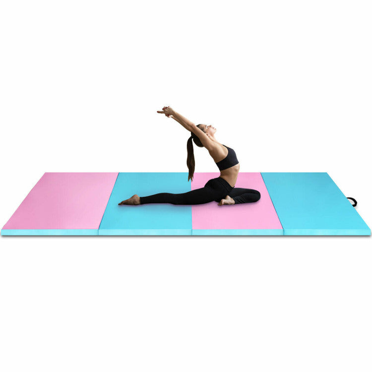4 x10 Feet Folding Gymnastics Yoga Mat with Carrying Handles