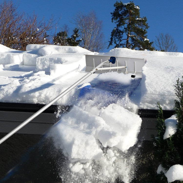 5-20 Feet Extendable Aluminum Snow Roof Rake with Roller Wheels
