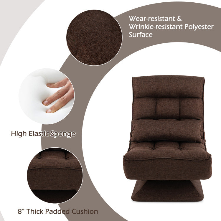 5-Level Adjustable 360° Swivel Floor Chair with Massage Pillow