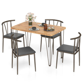 5-Piece Dining Table Set Industrial Rectangular Kitchen Table and Armless Chairs