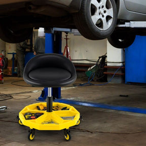 50-64 cm Height Adjustable Rolling Garage Stool with Tool Tray Storage