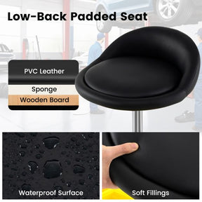 50-64 cm Height Adjustable Rolling Garage Stool with Tool Tray Storage