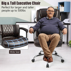500LBS Big and Tall Office Chair Height Adjustable Executive Computer Chair with Padded Armrest and Rocking Backrest