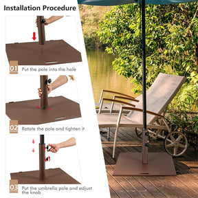 50 LBS 24 Inch Heavy Duty Outdoor Square Patio Umbrella Base with Wheels