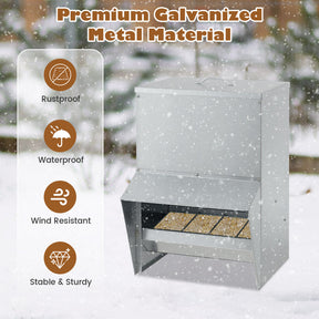 Wall Mount Galvanized Chicken Feeder 50 Pounds Capacity