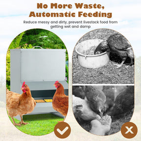 Wall Mount Galvanized Chicken Feeder 50 Pounds Capacity