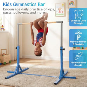 Gymnastics Bar, Adjustable Horizontal Kip Bar with 85-145 CM 12-Level Height
