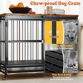 Foldable Dog Crate Furniture w/ Removable Tray