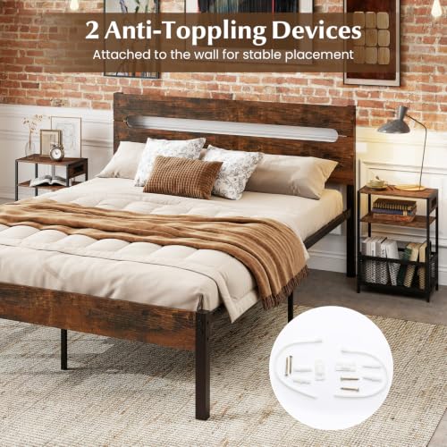 End Table w/Charging Station, Open Shelf & Metal Mesh Compartment