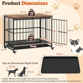 Foldable Dog Crate Furniture w/ Removable Tray