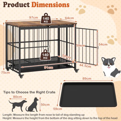 Foldable Dog Crate Furniture w/ Removable Tray