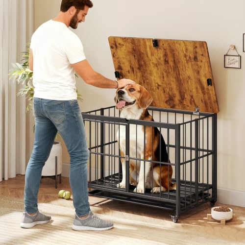 Foldable Dog Crate Furniture w/ Removable Tray