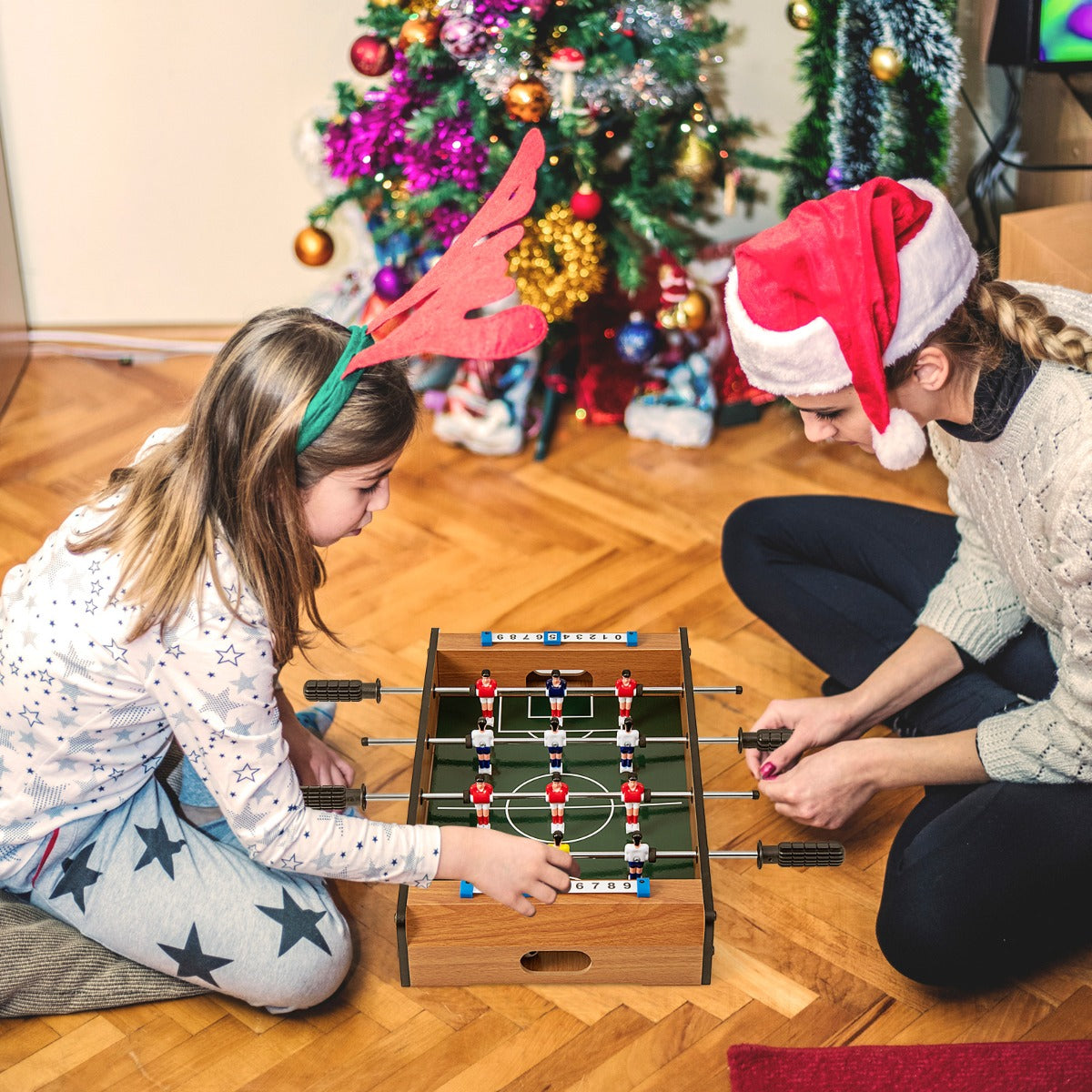 51cm Foosball Table with 2 Balls and 12 Players-Brown