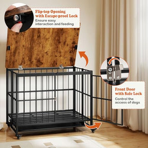 Foldable Dog Crate Furniture w/ Removable Tray