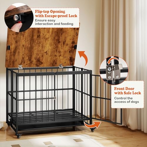 Foldable Dog Crate Furniture w/ Removable Tray