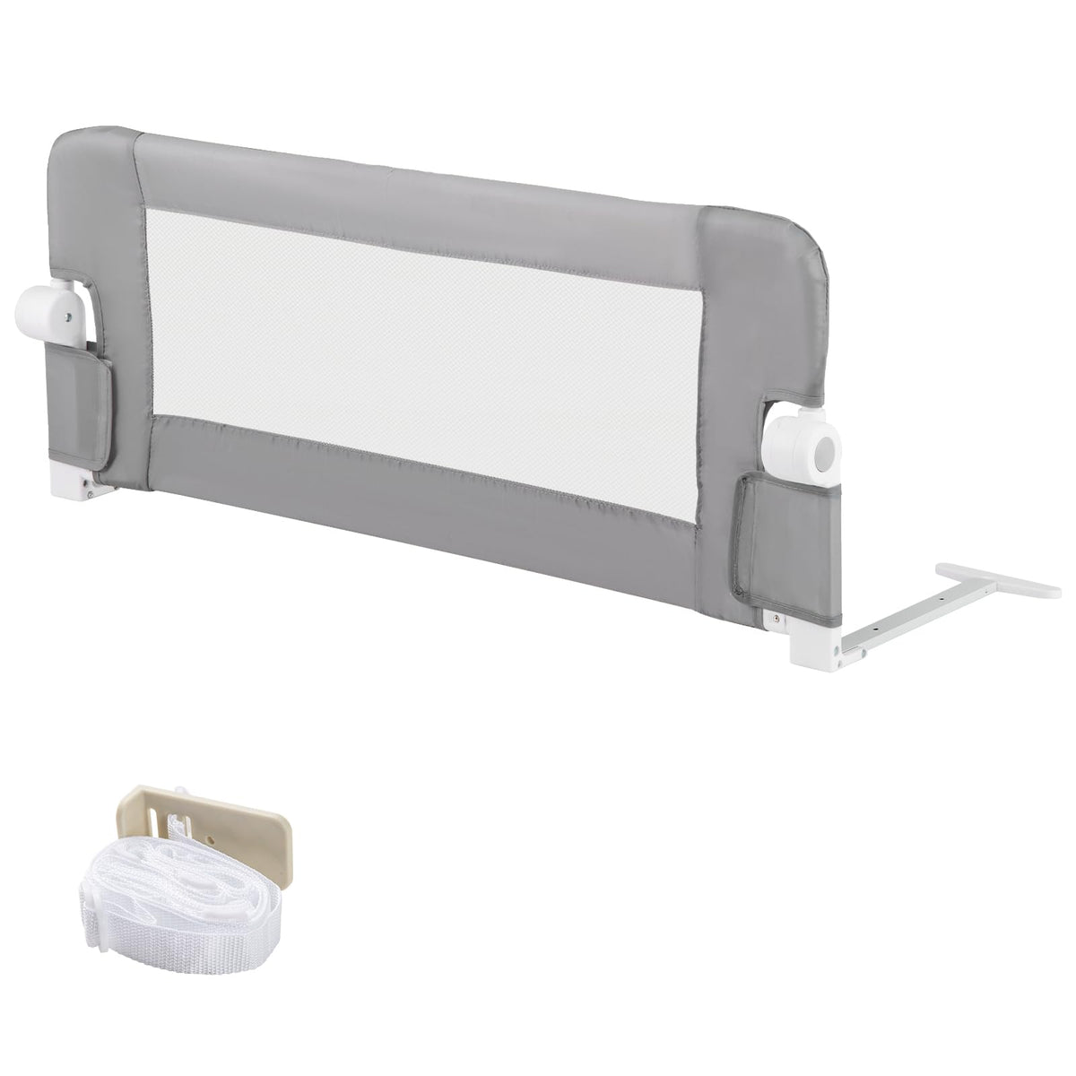 Foldable Bed Rail for Toddlers, Baby Bed Rail Guard w/ Detachable Oxford Fabric Cover & Additional Y-shaped Strap