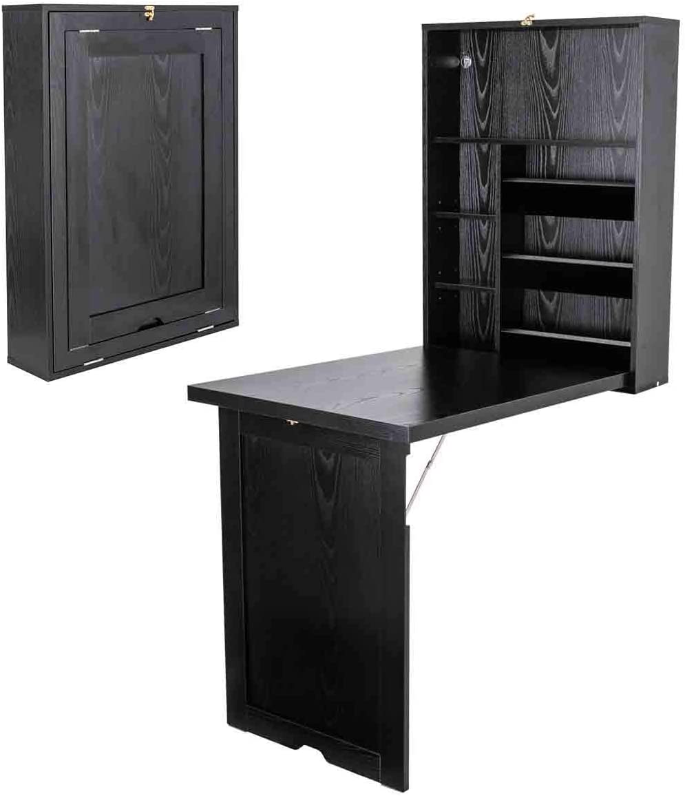 Giantex Wall Mounted Fold Out Convertible Desk, Multi-Function Floating Desk for Home Office