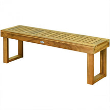 52 Inch Outdoor Patio Acacia Wood Dining Bench with Slatted Seat