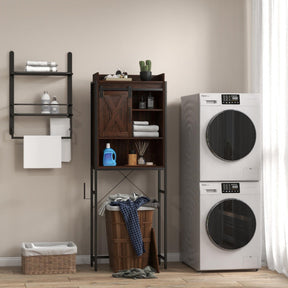 Laundry Room Bundle: Wooden Cabinet,Wall-Mounted Bathroom Storage, Clothe Dryer, Laundry Basket