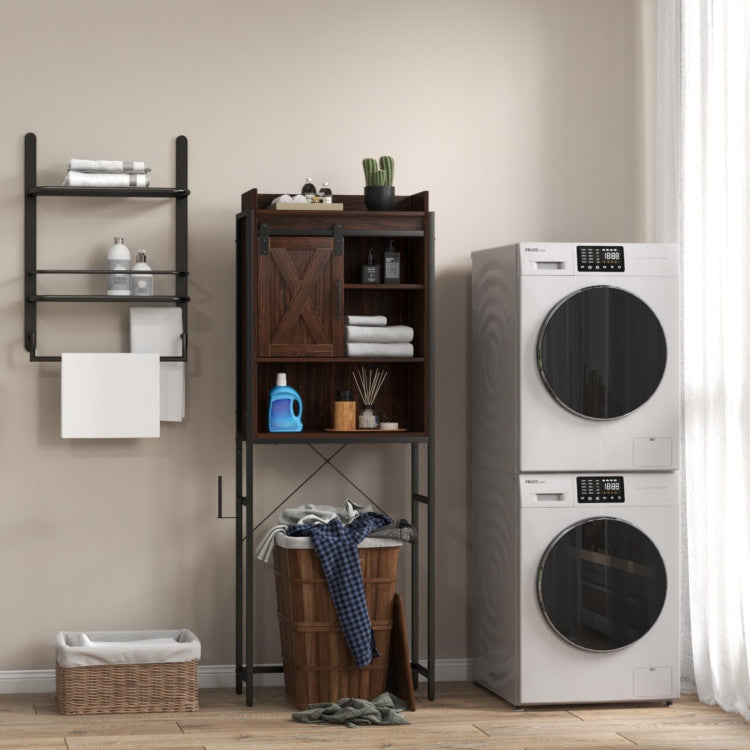 Laundry Room Bundle: Wooden Cabinet,Wall-Mounted Bathroom Storage, Clothe Dryer, Laundry Basket