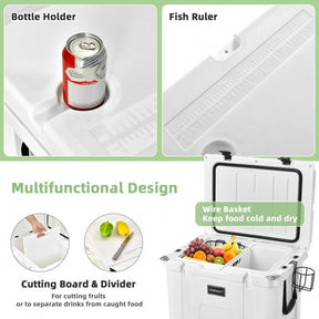 55 Quart Cooler Portable Ice Chest with Cutting Board Basket for Camping
