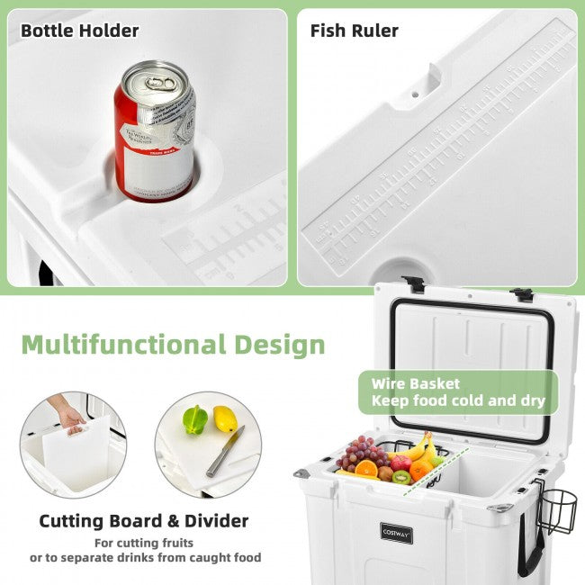 55 Quart Cooler Portable Ice Chest with Cutting Board Basket for Camping
