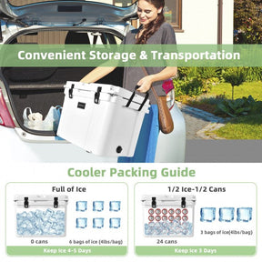 55 Quart Cooler Portable Ice Chest with Cutting Board Basket for Camping