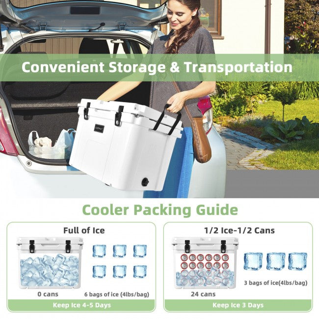 55 Quart Cooler Portable Ice Chest with Cutting Board Basket for Camping