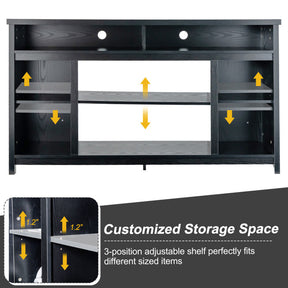 58 Inch Fireplace TV Stand Cabinet Media Entertainment Center TV Console Table with Adjustable Shelf for TVs up to 65 Inches
