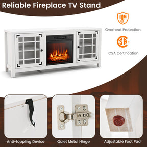 58 Inches Fireplace TV Stand Entertainment Center with 18” Electric Fireplace and Adjustable Shelves for TVs up to 65 Inch