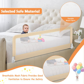59 Inch Folding Breathable Baby Toddlers Bed Rail Guard with Safety Strap